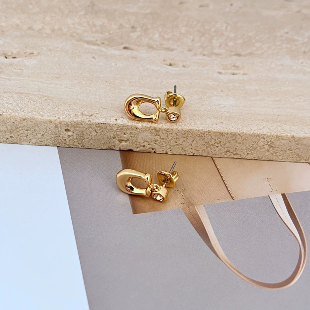 Coach Rhinestone Letter Earrings - Picture 2 of 6